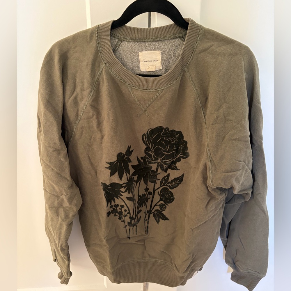 American Eagle Outfitters Olive Green Textured Sweater
